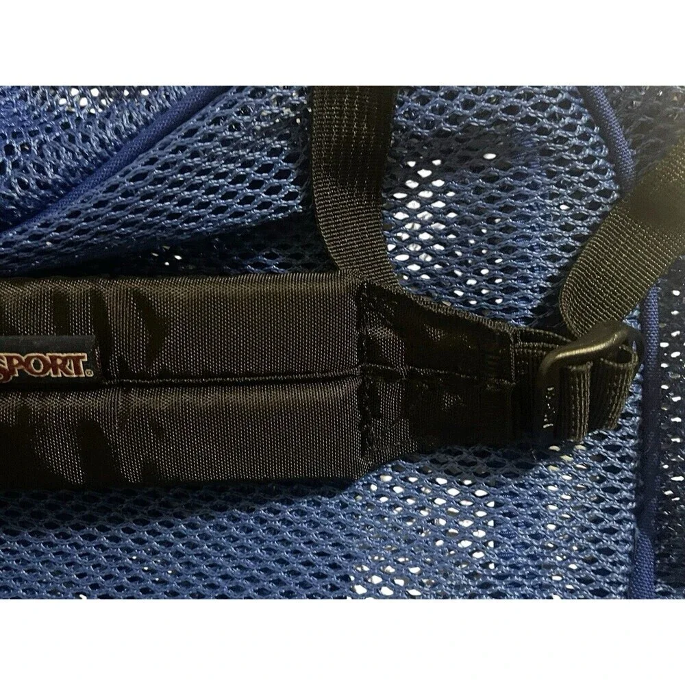 Jansport Mesh Backpack Full Size Book Bag See Through Navy Blue New JS0A2SDG